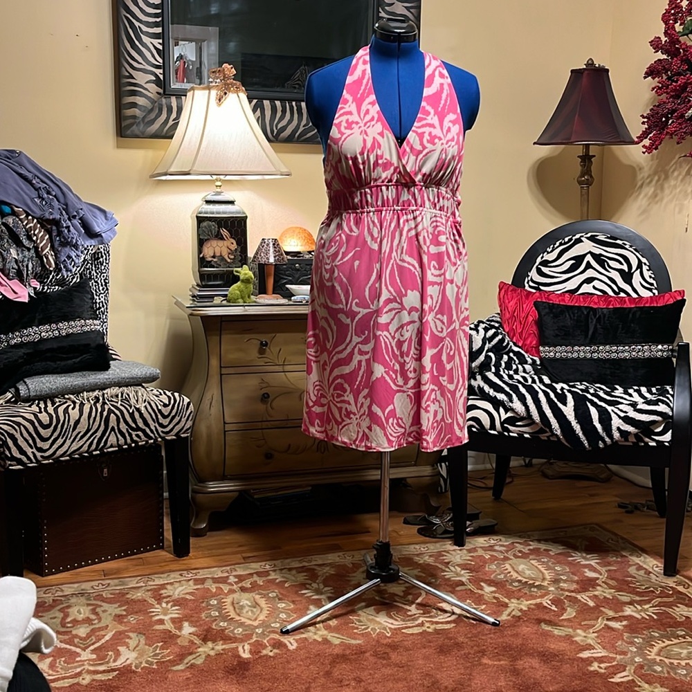 Eye catching halter dress whether worn on vacation or out to dinner.